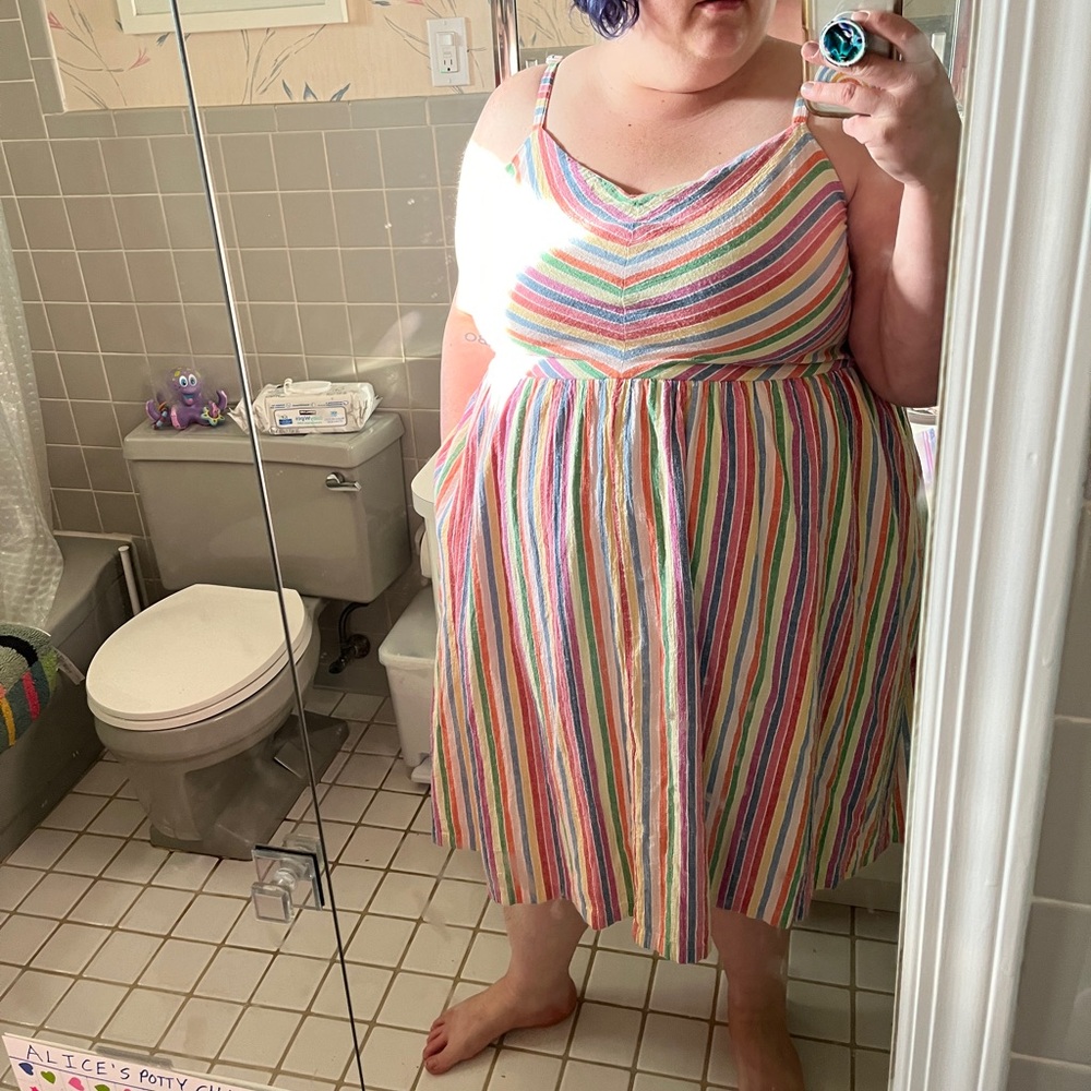 Lane Bryant Striped Earthy Boho Gauze Cotton Dress Size 24